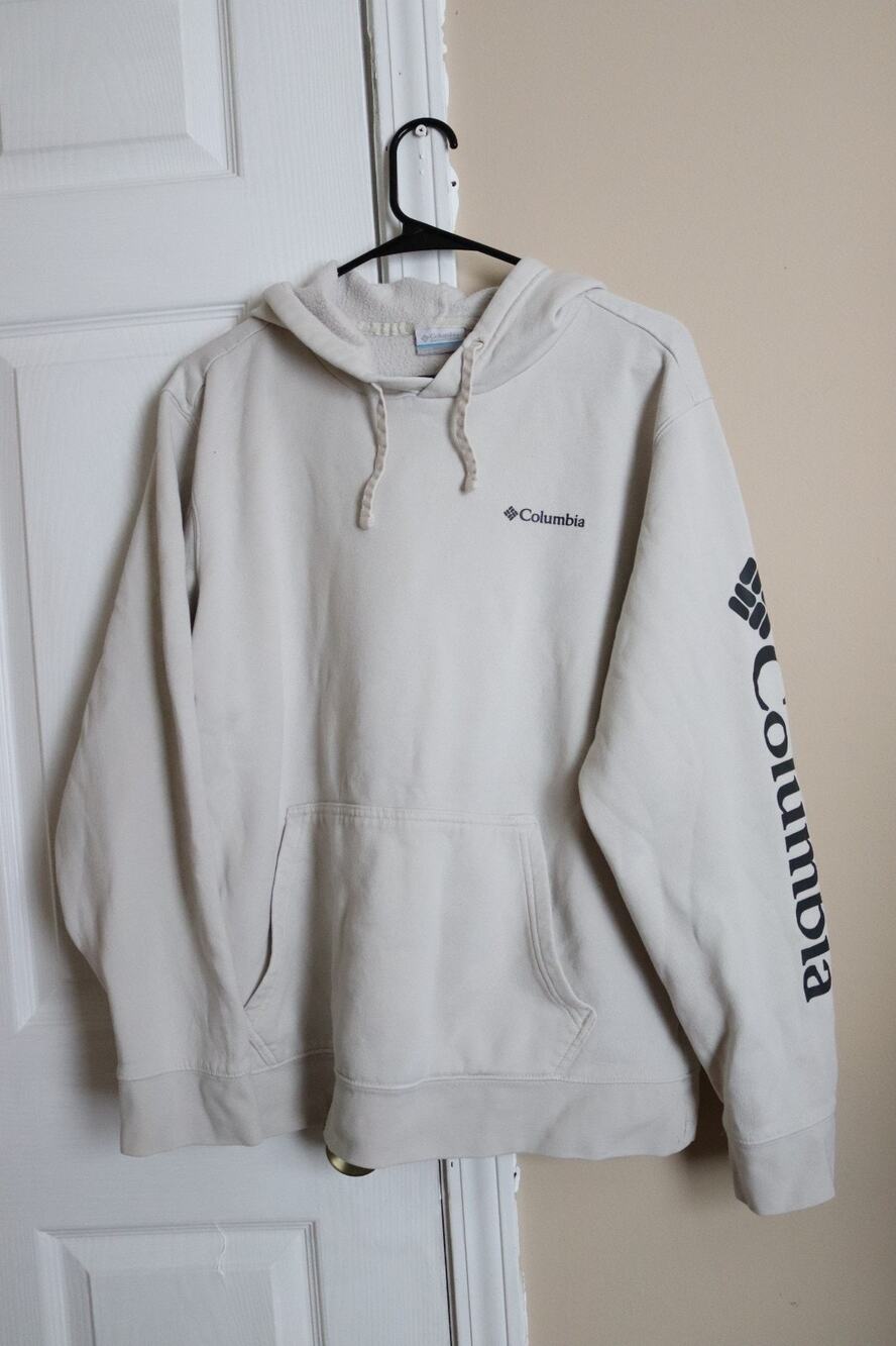 Columbia Sportswear Logo Sleeve Pullover Hoodie Cream White - Size L